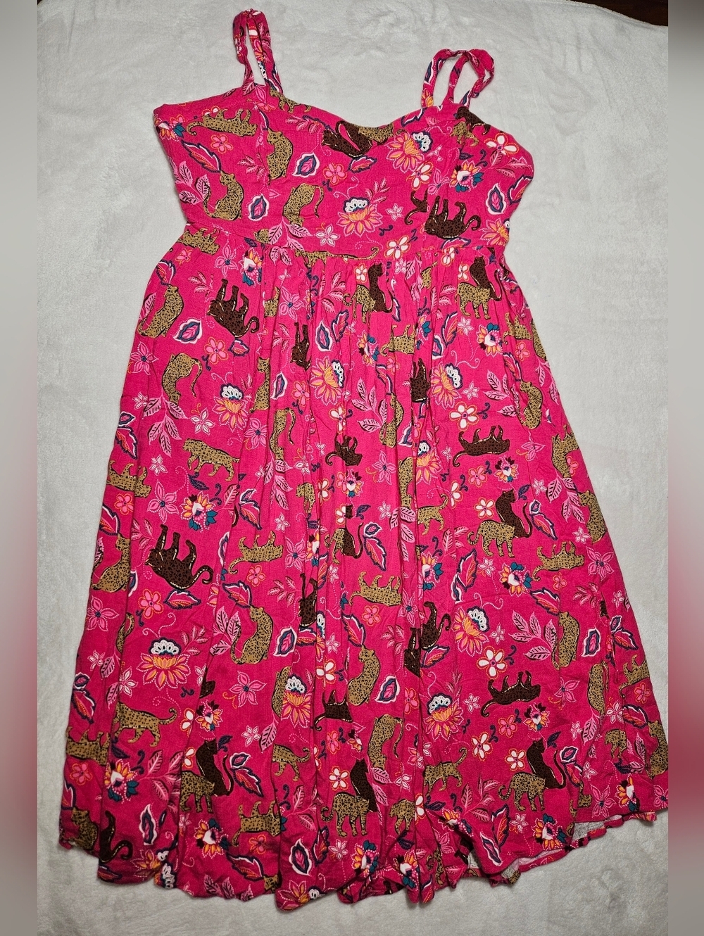 Torrid Pink Leopard Print Rayon Slub Sweetheart Tank Dress
